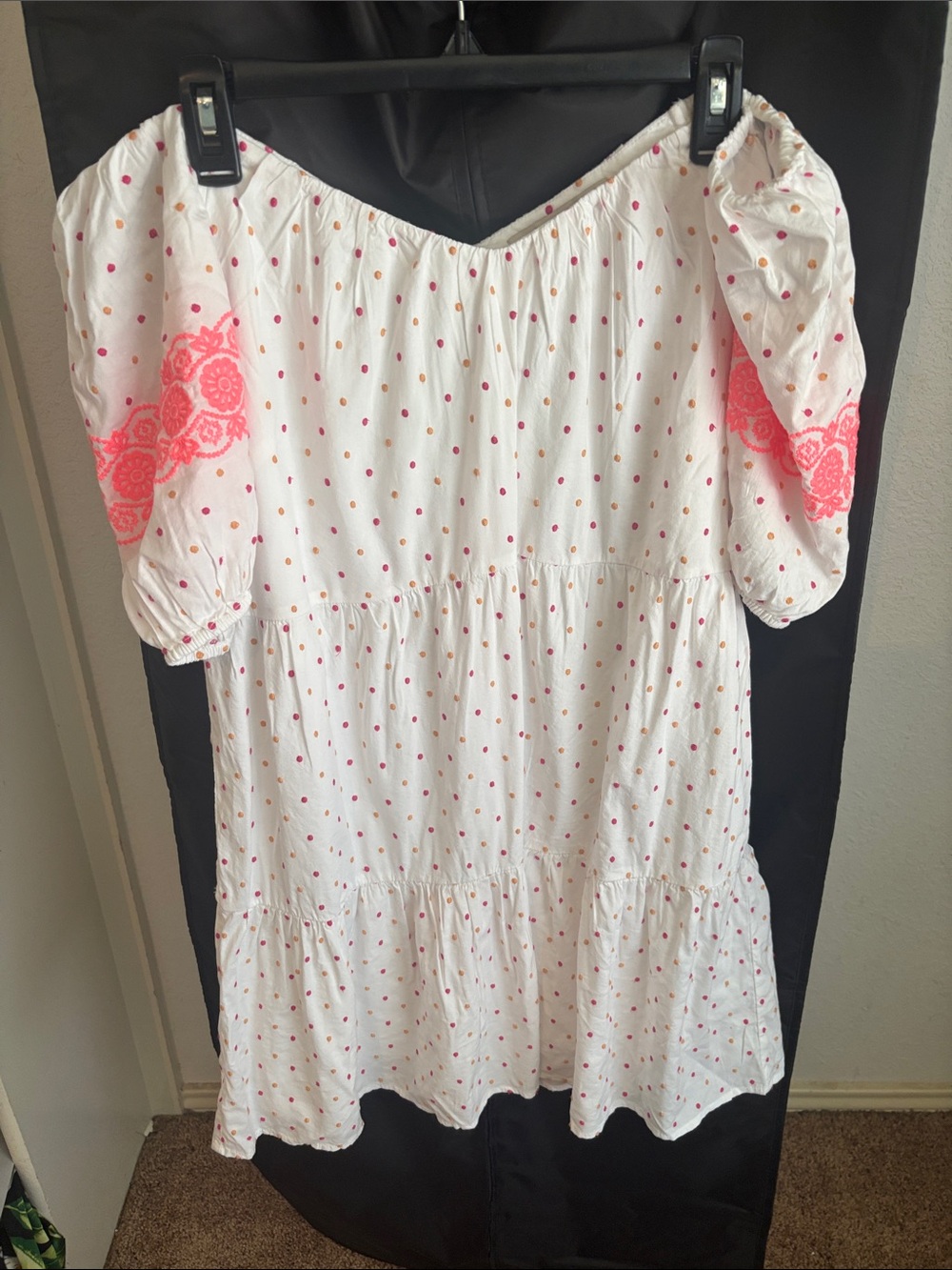 LOFT Orange V-Neck Peasant Dress